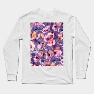 May Afternoon - a watercolor floral in purple and peach Long Sleeve T-Shirt